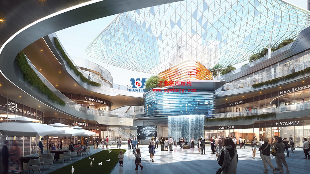 紹興華發金融活力城ETFE膜結構商業天幕工程